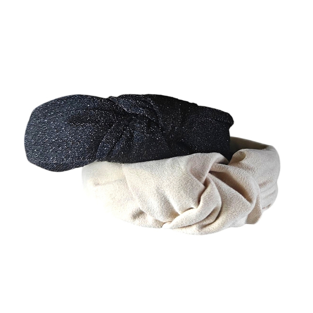 Set Of Black (1) and Cream (1) Knotted Headbands | 2pcs